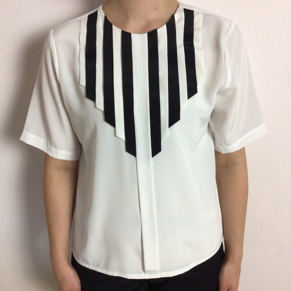 Vintage NICOLA PETITES White W/Striped Bib 6P - Picture 1 of 5
